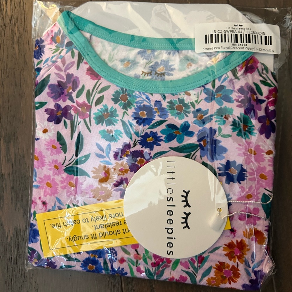 Little Sleepies Sweet Pea Floral Crescent Zippy 6-12 months